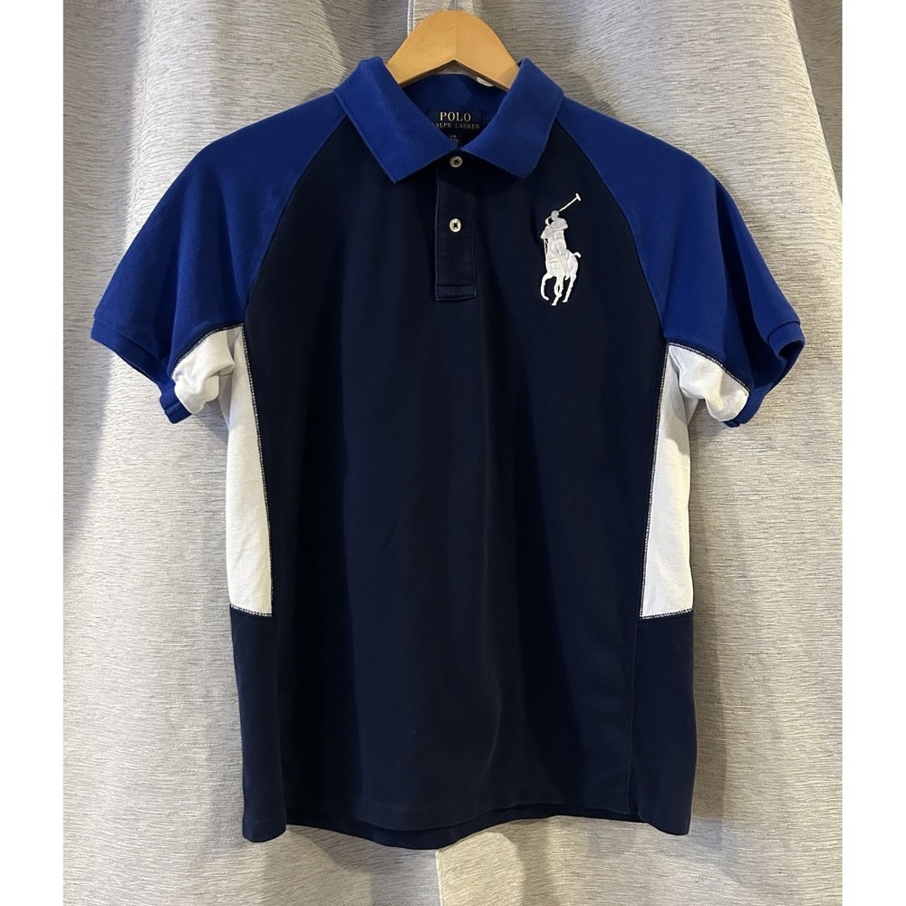 Polo Ralph Lauren 3 Button Cotton Polo Navy/Royal Blue/White‎ Boys Large 14/16